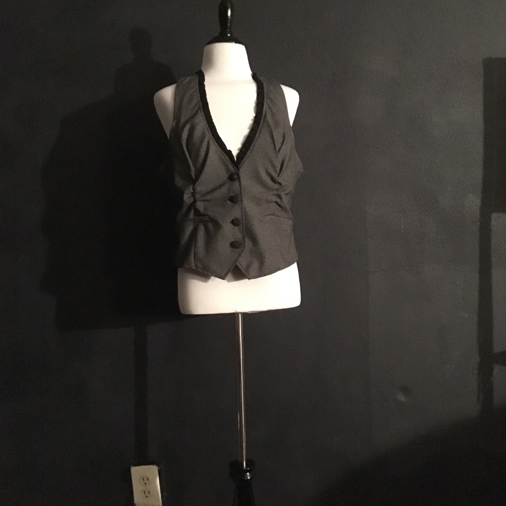 Black Vest with Ribbon trim